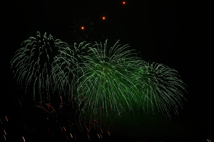 razzo, verde, fuochi d'artificio, rosso, Capodanno, pioggia di scintille, Pirotecnica