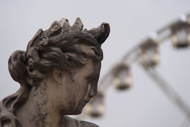 detalle, estatua de, París, mármol, noria, Europa