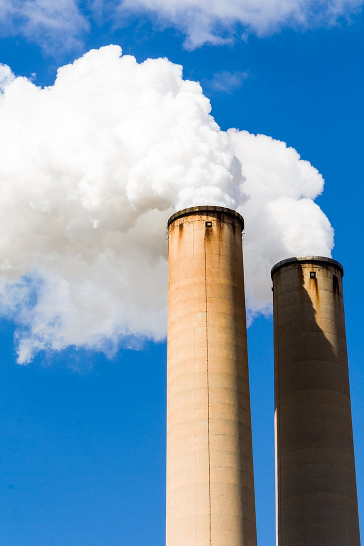 pollution, smokestack, industrial, factory, plant, industry, chimney
