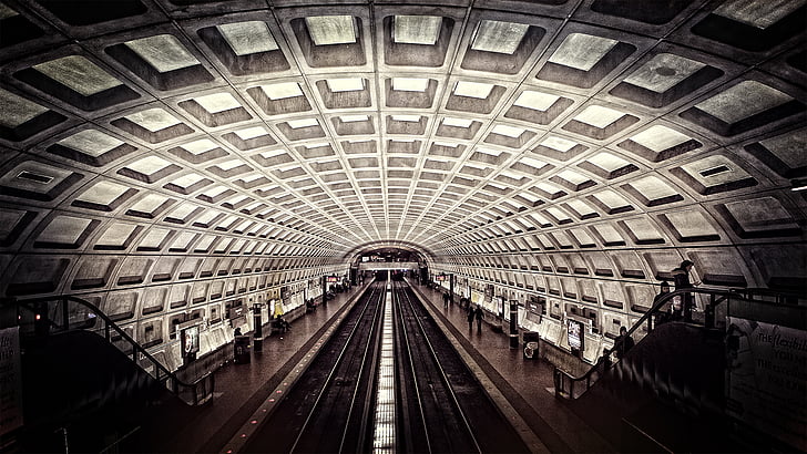 vlakem, Metro, nádraží, stanice metra, Washington, d.c., cestování, kolejnice