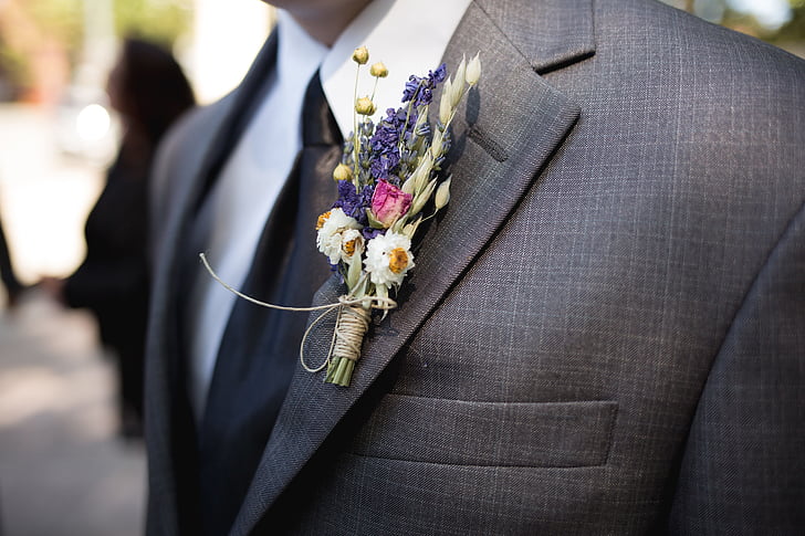 boutonniere, groomsman, wedding, flower, groom, ceremony, celebration