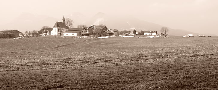 koht, küla, Bavaria, Ülem-Baieri, Chiemgau, mäed, loodus