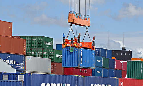 Container, Kran, Hafen, Transport, Gütertransport, Cargo-container, Transport