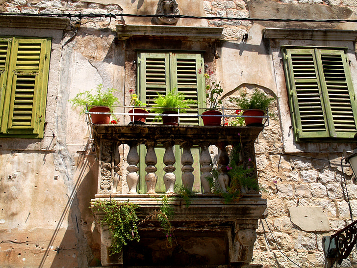 Selatan, balkon, rumah tua, Kroasia