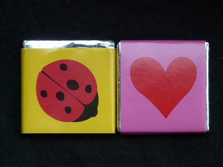 ladybug, heart, sweetness, chocolate, luck, love