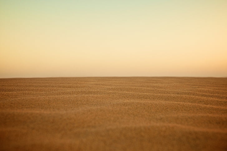 brown, sand, tilt, shift, lens, yellow, sky