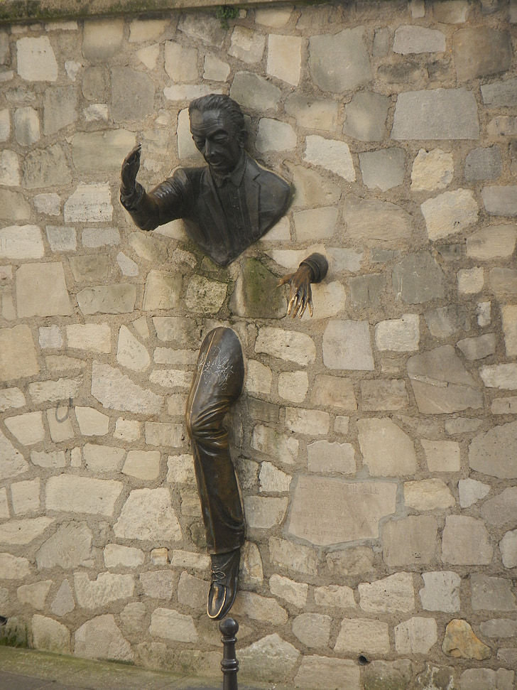 veggen pass, mann stående, Montmartre