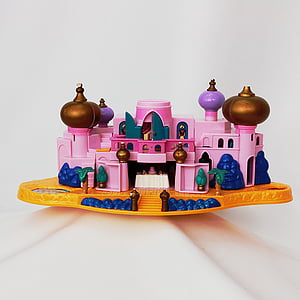 hračka, děti, miniaturní, hrad, růžová