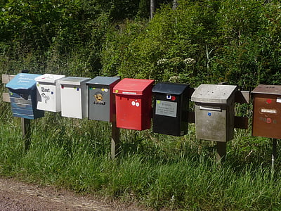 Caixa, correu, viatges, bústia, correspondència, sobres, enviar