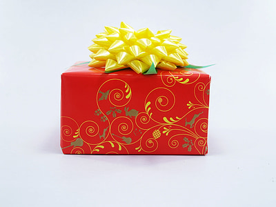 gift, box, red, present, white, bow, birthday