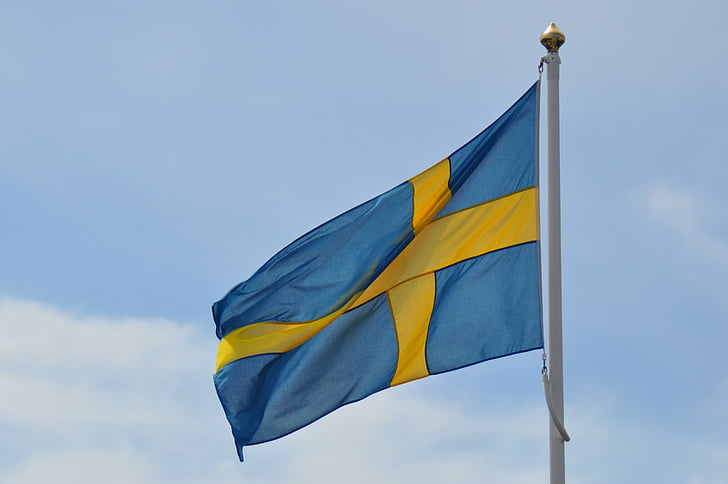 flag, sweden, swedish flag, malmo, swedish, scandinavian, travel