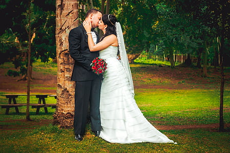 bröllop, hästskötare, omfamnar varandra, Kyss, emgombe, Republiken, Dominikanska kyss