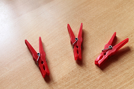 clothespins, สีแดง, แคลมป์, พลาสติก