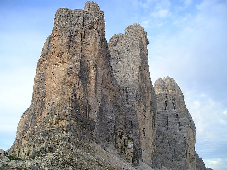 tři zinnen, Severní stěna, Severní strana, Itálie, Dolomity, Sextenských Dolomit, Lavaredo