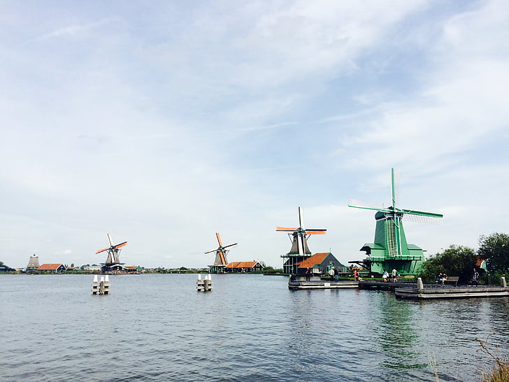 vėjo malūnas, Olandijoje, Olandų, Nyderlandai, malūnas, kaime, vėjo