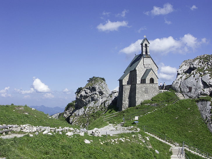 Église, Wendelstein, montagne, Bavière, Chapelle, paysage, nature