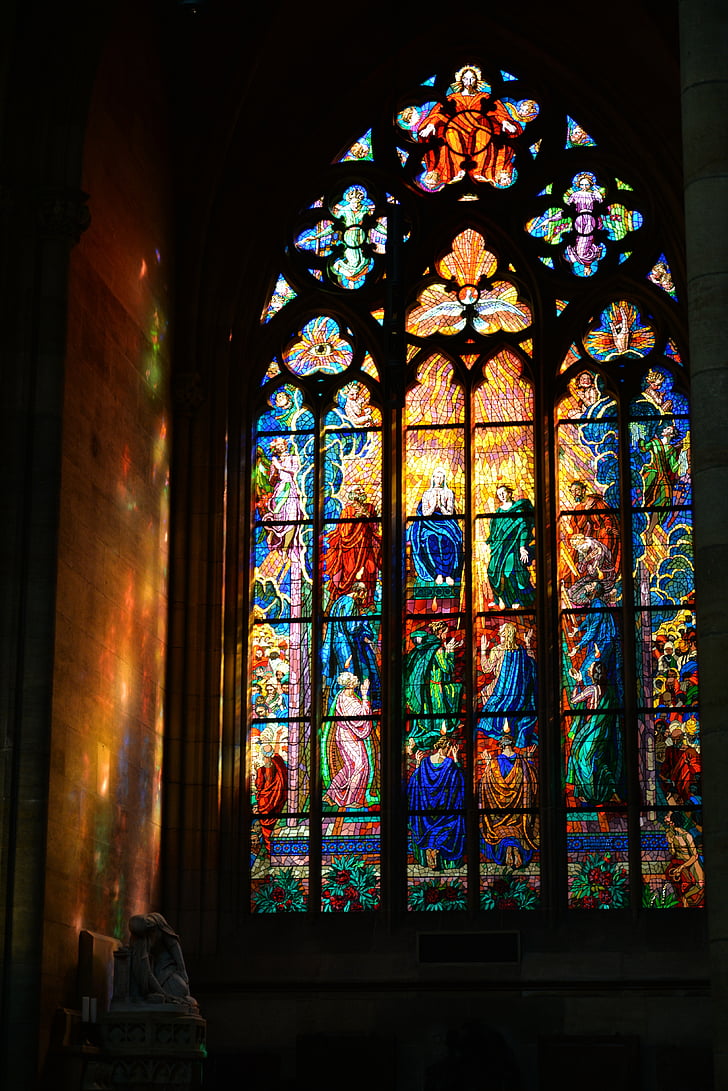 stained glass window, highlights, colors