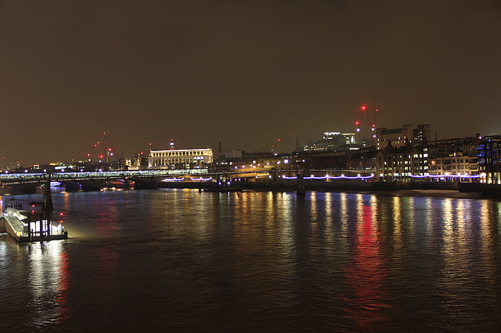 Thames, отражение, Река, Лондон, Англия, Архитектура, Ночной Лондон