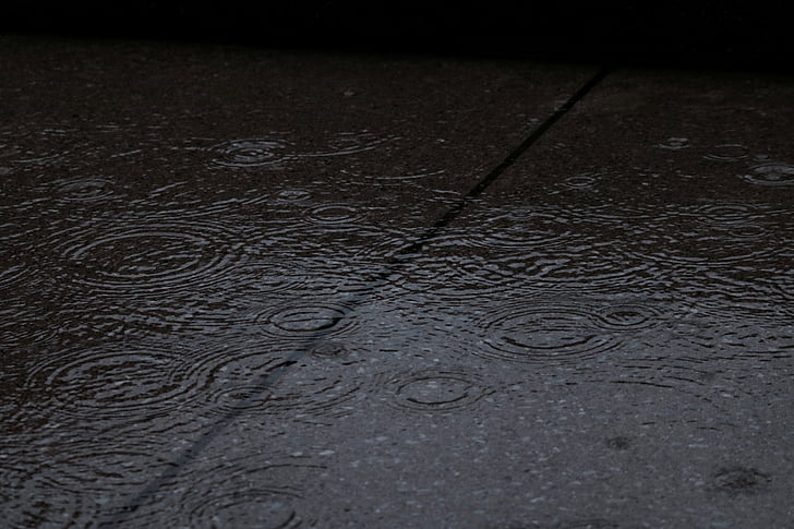 carretera, carrer, l'aigua, gotes, mullat, pluja, fons