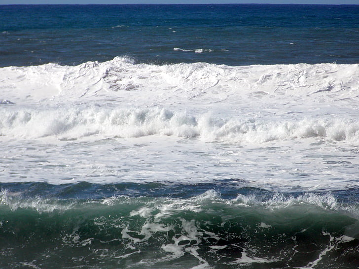 mer, vague, pulvérisation, océan, Atlantique, écume de mer, coloration de l’eau