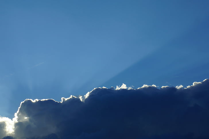 Sky, le bord du nuage, réflexion de la lumière, nature, bleu, météo, à l’extérieur