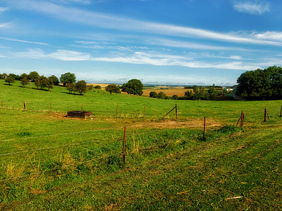 france, farm, rural, country, countryside, fence, fields