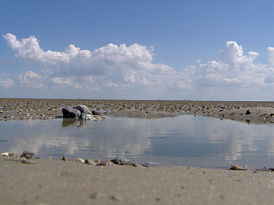reflux, Mar de Wadden, fons Watt, Mar, Parc Nacional, Mar del nord, núvols