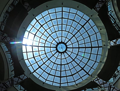 tető kupola, bevásárló központ, Fórum, háttér, körülbelül, kék, nap