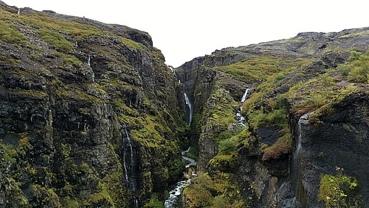 Vodopad, krajolik, Island, krajolik, vode, vodama, stijena