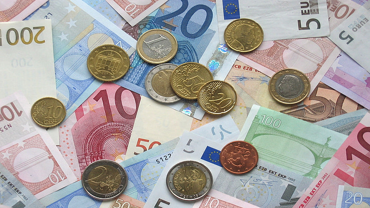 евро, банкноти, монети, европейска валута, Бизнес, търговия, финанси