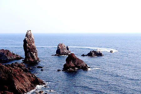 Jeju sala, jūra, vasaros, valtis, arka, kelionės