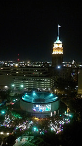 Сан Антонио, нощ, светлина, Тексас, архитектура, Skyline, град