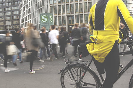 bicicleta, bicicleta, ciudad, personas, carretera, calle