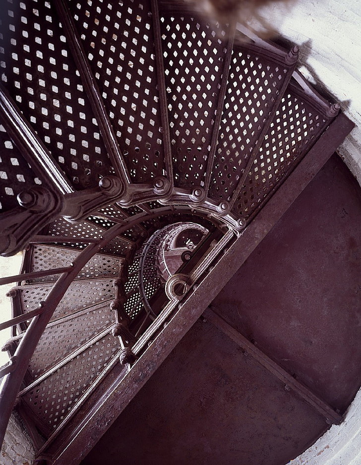 spiral staircase, lighthouse, architecture, circle, metal, high, historical