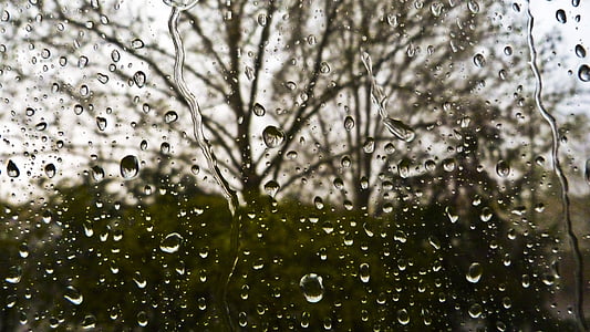 lietus lāse, stikls, lietus