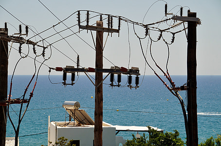 wires, electric, leadership, column, mast, energy, sea