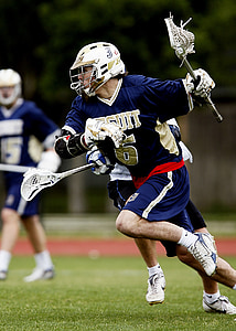 lacrosse, player, action, stick, sport, helmet, playing