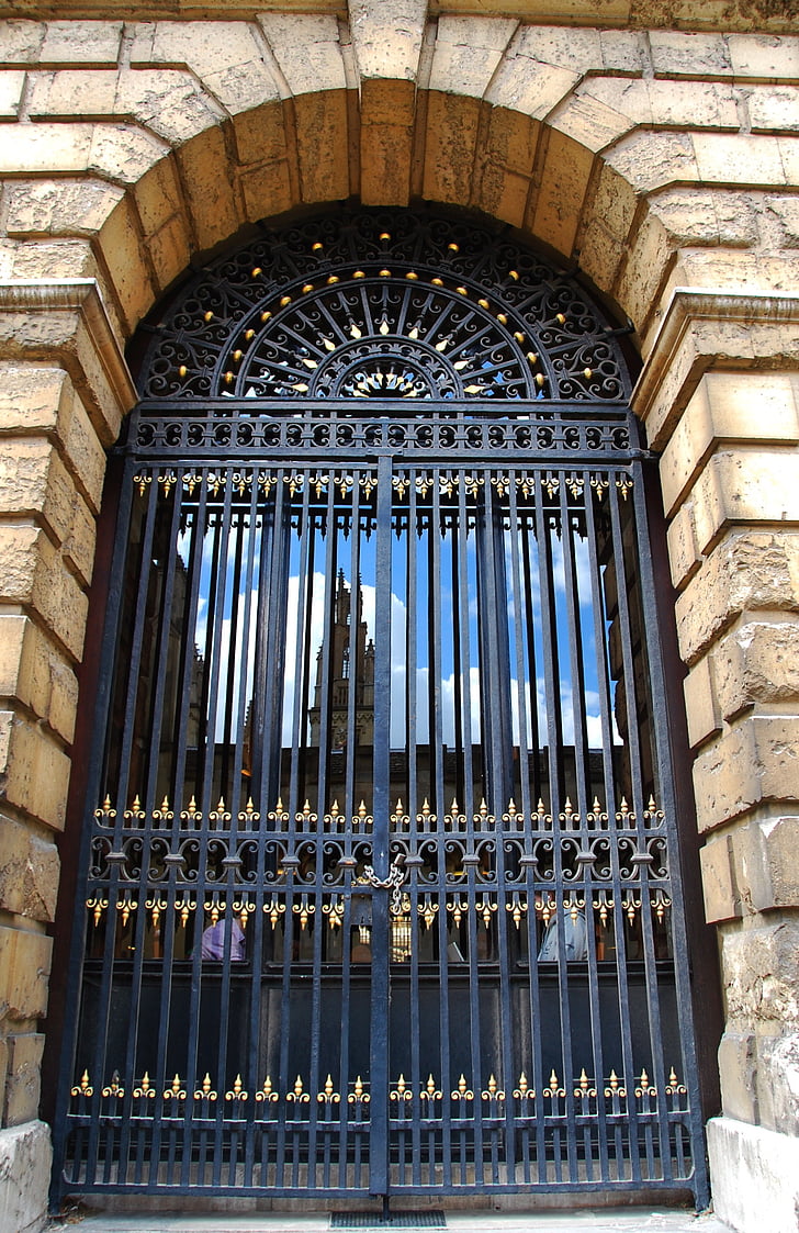 Oxford, Egyetem, Anglia, kapu, ablak, ajtó, zárt