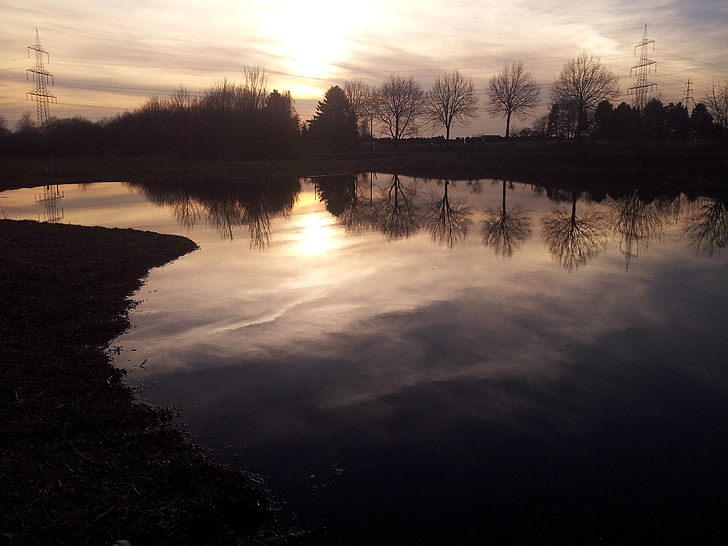lake, water, abendstimmung, evening sun, mirroring, landscape, pond