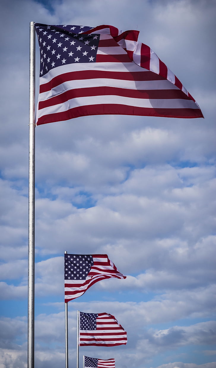 Flaga, Stany Zjednoczone Ameryki, Stars and stripes, cios, gwiazda, Ameryka, trzepotanie