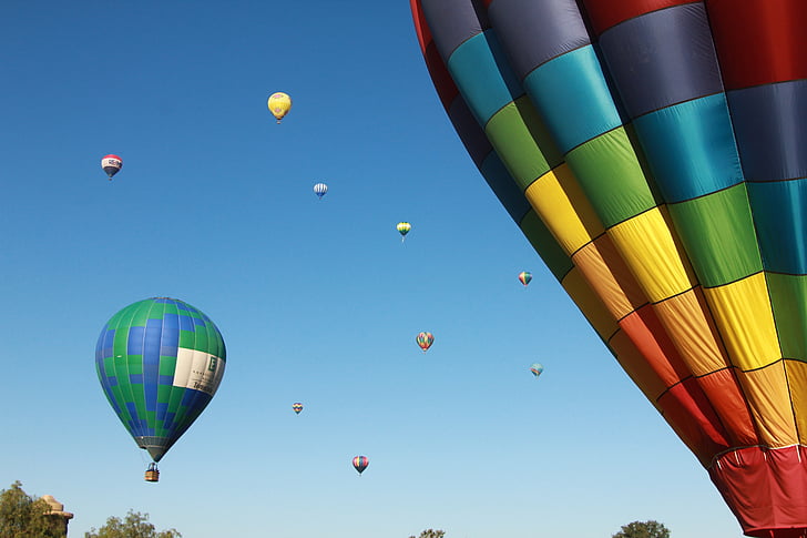 balões de ar quente, balões, Temecula, Festival, vívido, colorido, passeio de balão