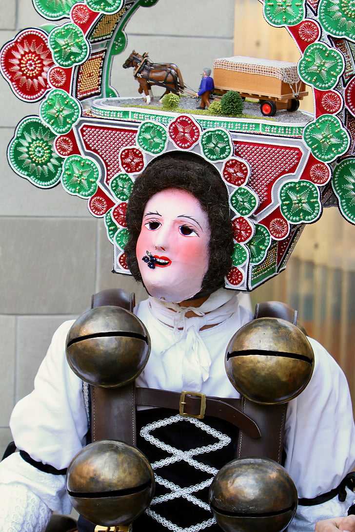 silvesterchlaus, mask, clamps, headdress, tradition, appenzell
