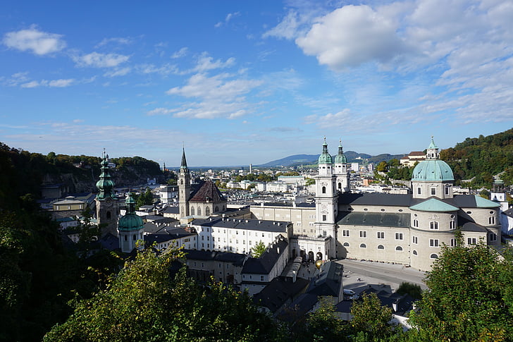 zaltsbukg, Castle, Mountain, City, Se, Panorama