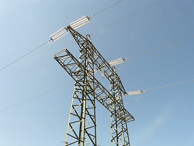 nuværende, strommast, elektricitet, højspænding, Pylon, kabel, højspændingsledning