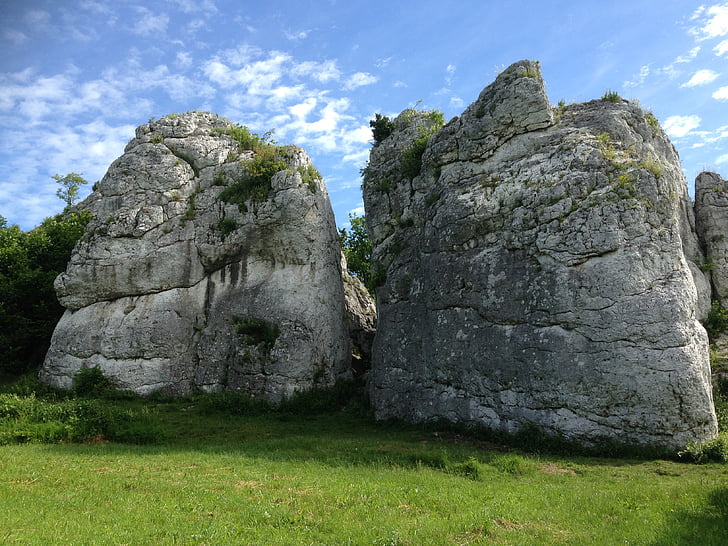 скалы, известняки, Юра Краковско Ченстохова, Природа, Польша, пейзаж