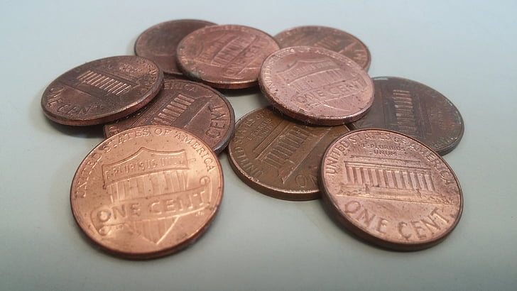 monedas de un centavo, Penny, monedas, moneda, moneda, dinero, cambio