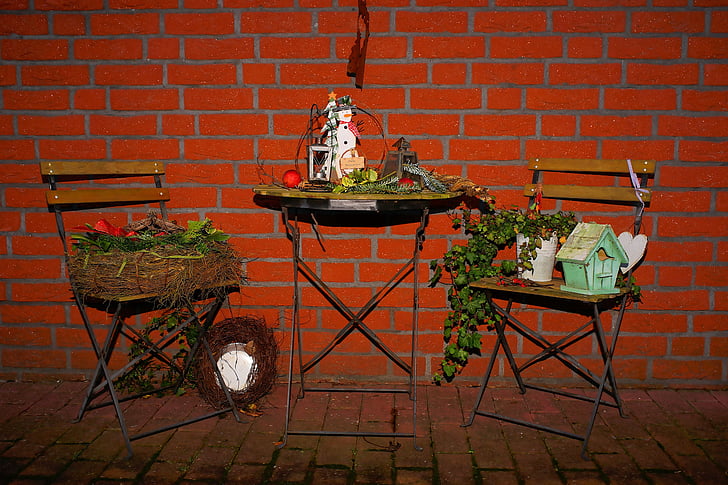 home, hauswand, christmas, decoration, welcome greeting, seat, welcome