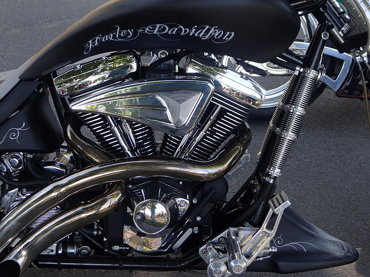 Harley davidson, motocikl, motora, krom, sjajna, Motocikli, metala
