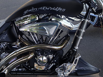 Harley Davidson, Motorrad, Motor, Chrom, glänzend, Motorräder, Metall