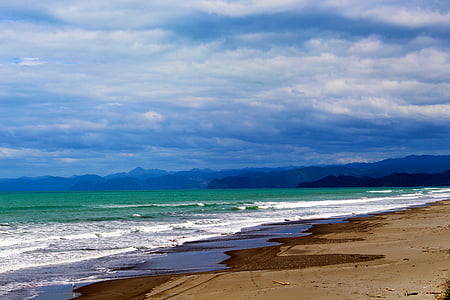 облака, мне?, пляж, Новая Зеландия, пейзаж, небо, Природа